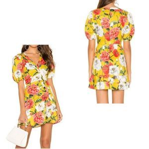 Parker Minna Lemon Yellow Floral Dress Size 6